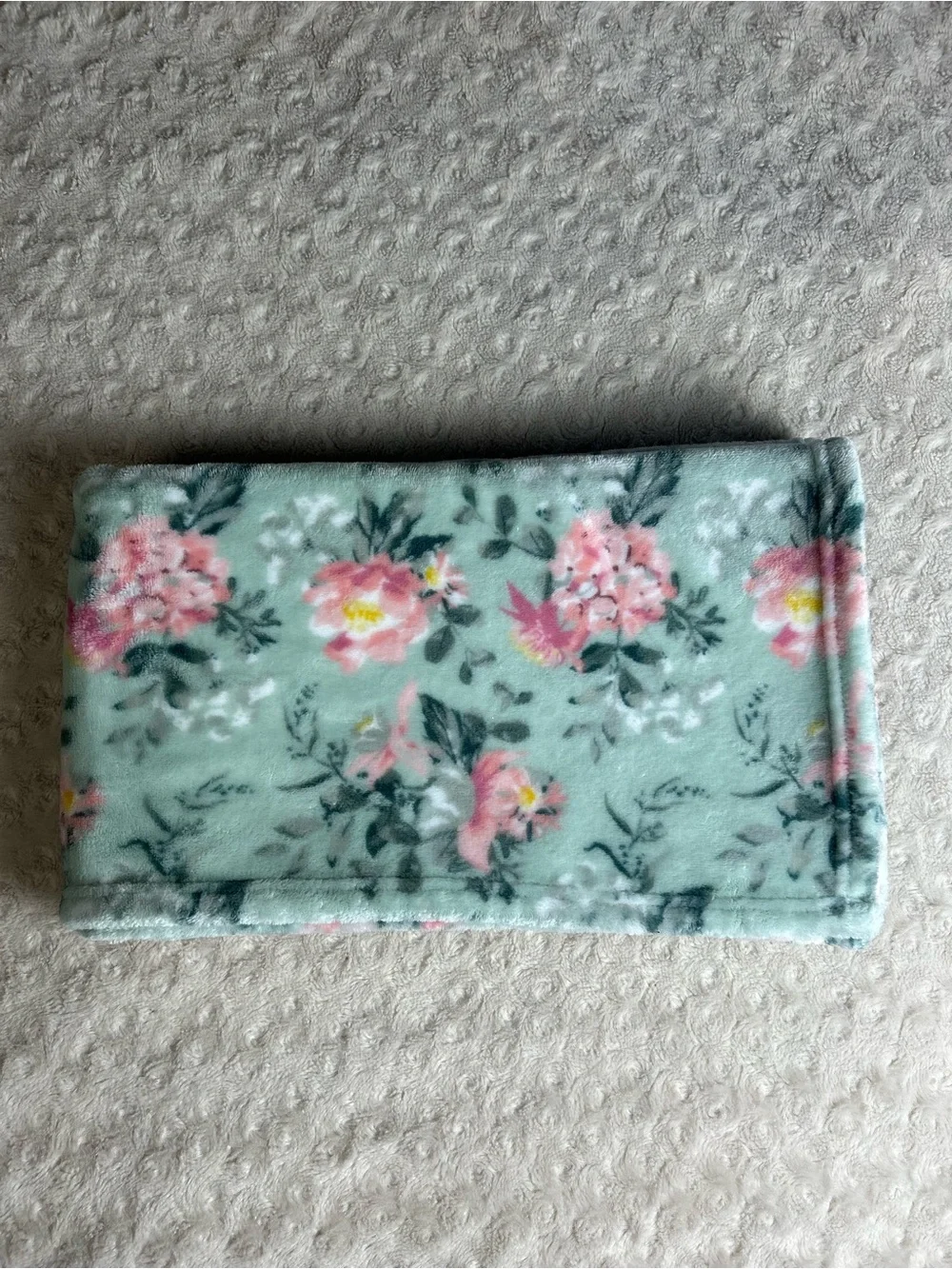 Baby Starters Pink Green Floral Blanket Flowers White Yellow Soft Plush Lovey
